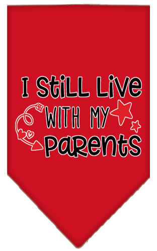Still Live with my Parents Screen Print Pet Bandana Red Small